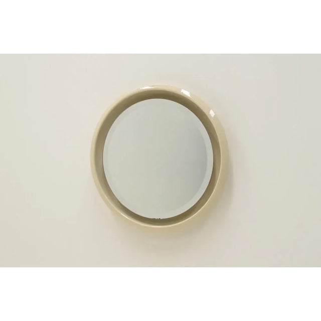 Large Round Ceramic Mirror with Light, 1960s For Sale - Image 6 of 6