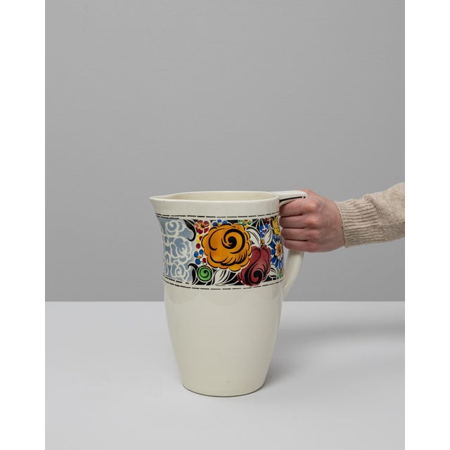 Mid-Century Modern 20th Century Belgian Floral Design Ceramic Pitcher For Sale - Image 3 of 18