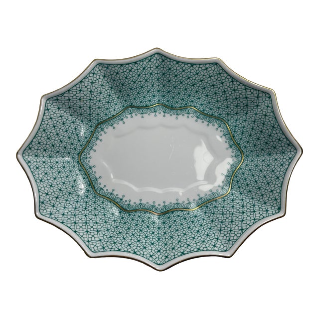 Mottahedeh Turquoise Lace 12-Sided Lobed Tray For Sale