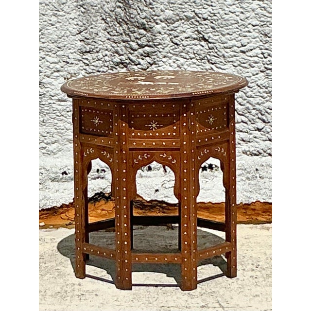 Vintage Boho Moroccan Elephant Inlay Side Table For Sale - Image 10 of 12