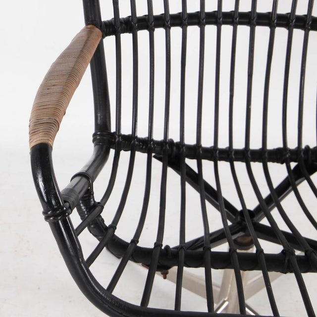Swivel Armchair in Rattan and Chrome, 1970s For Sale - Image 9 of 15
