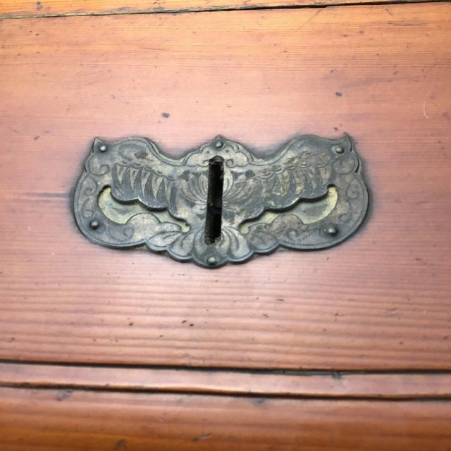 Brown Large Wooden Antique Chinese Wedding or Money Chest Trunk For Sale - Image 8 of 12