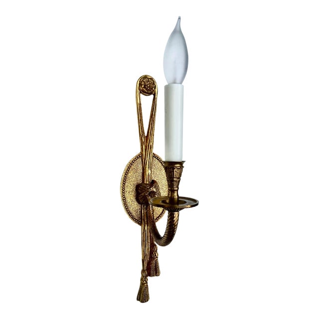 Elegant Cast Brass Rope with Tassels Electric candlestick Wall Sconce. Can be used with Restoration Hardware Grey Linen...