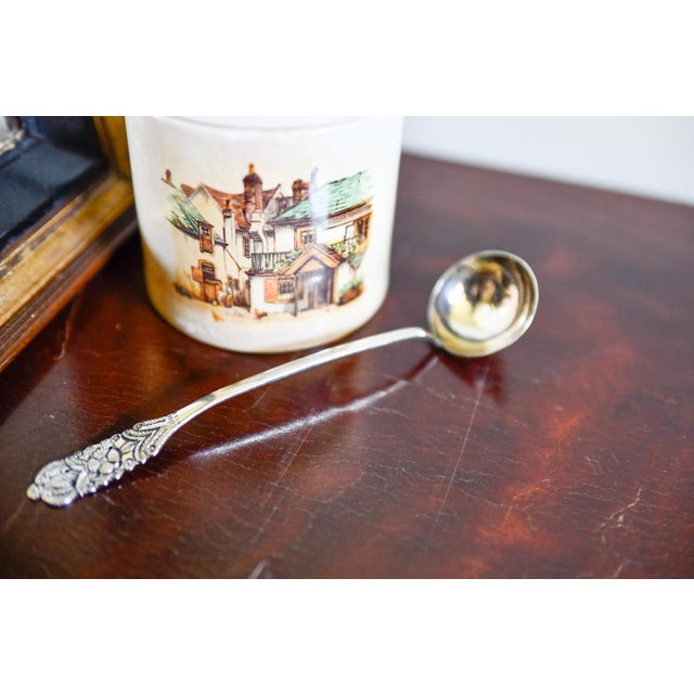 Silver Vintage Arias Peru Sterling Silver Sugar or Condiment Spoon, Floral Repousse, 6.5 Inch For Sale - Image 8 of 15