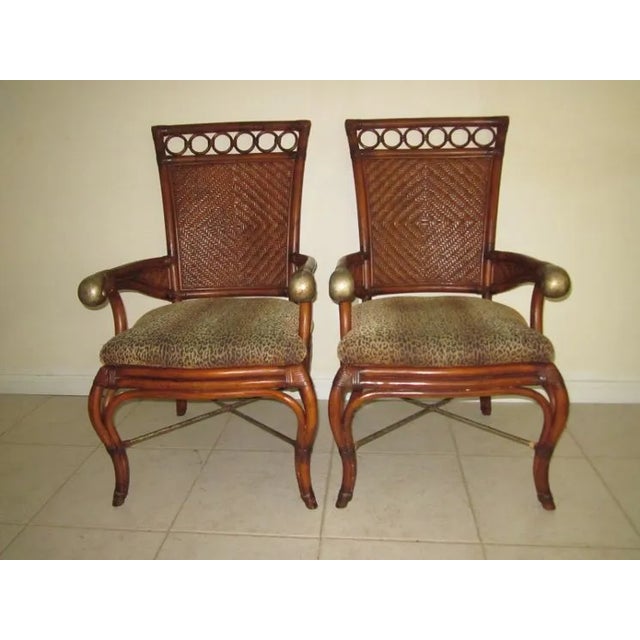 1980s Tommy Bahama Style Dining Chairs with Upholstered Seats- Set of 4 For Sale - Image 9 of 12