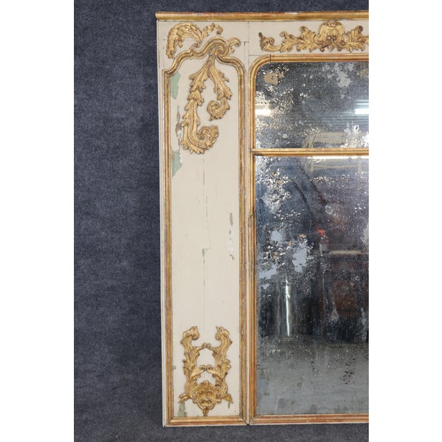 Large French Louis XV Style Parcel Gilt Trumeau Mirror Impressive Design For Sale - Image 10 of 10