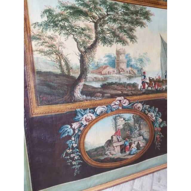Amazing large antique French trompe l'oeil room panel that has been reframed in the 1920's . These were made for a Maison...