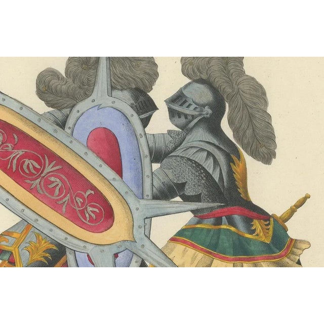 Von Reibisch, Armoured Duel with Spiked Shields, 1842, Hand-Coloured Lithograph For Sale - Image 4 of 6