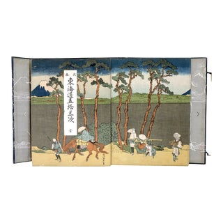 1930s Japanese E-Hon Woodblock Print Book of Fifty-Three Stations of the Takaido by Utagawa Hiroshige, Tipped & Bound For Sale
