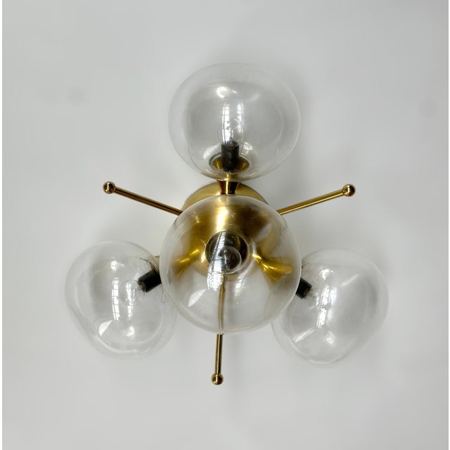 Italian Orchidea Polished Brass Clear Pebble Flush Mount by Fabio LTD For Sale - Image 3 of 9