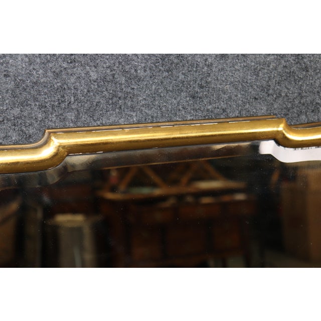 Hollywood Regency Style Carved Gilt Beveled Glass Mirror Attr. Friedman Brothers For Sale - Image 4 of 9