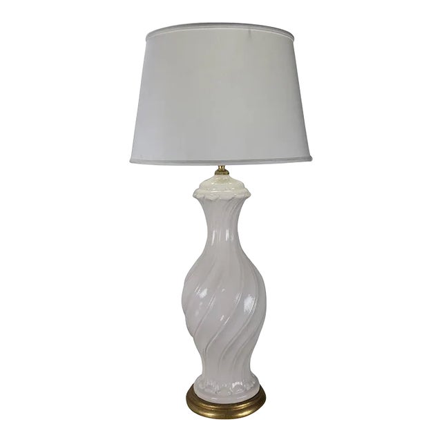 1950s Spanish White Ceramic Lamp For Sale