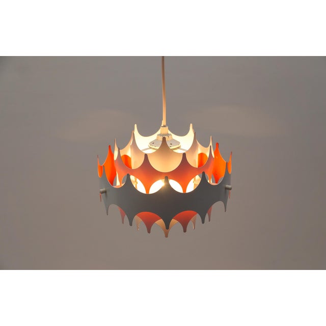 Orange Space Age Brutalist Pendant Lamp from Doria Leuchten, Germany, 1960s For Sale - Image 8 of 13