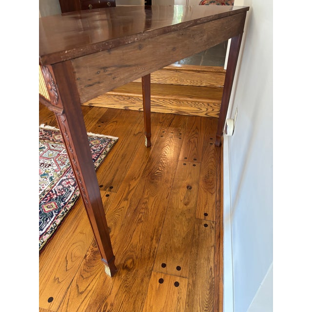 Antique Highly Decorative Mahogany Edwardian Demi-Lune Console Table For Sale In Philadelphia - Image 6 of 6