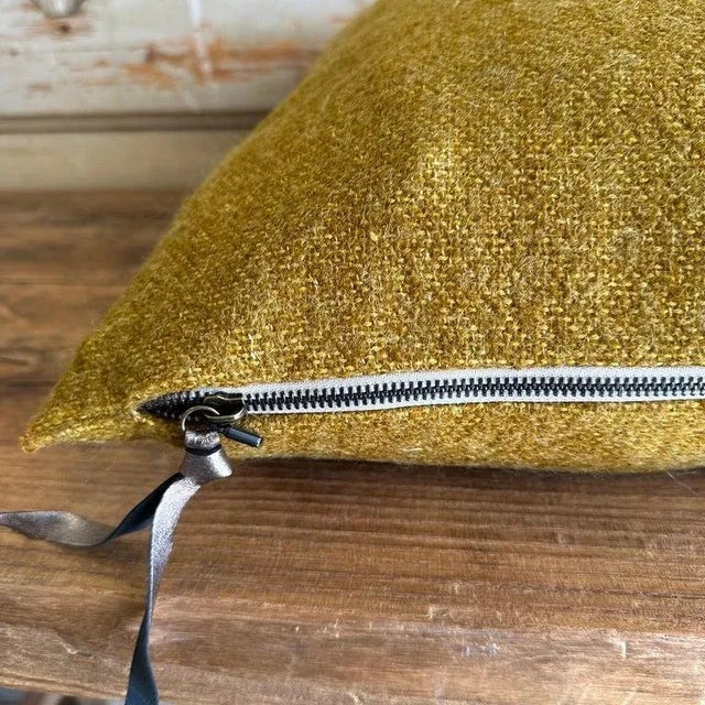 French Bouclette French Wool Accent Pillow With Down Feather Insert For Sale - Image 3 of 5