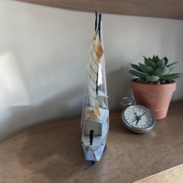 Chinese 1960s Chinese Mother of Pearl Junk Ship - Dragon Boat Sculpture For Sale - Image 3 of 9