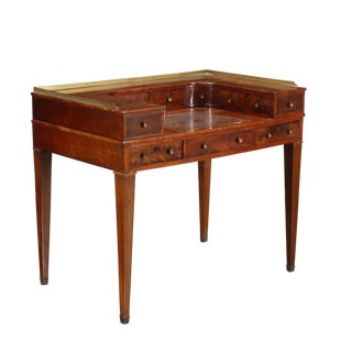 Antique George III Carlton Writing Desk in Mahogany and Brass For Sale