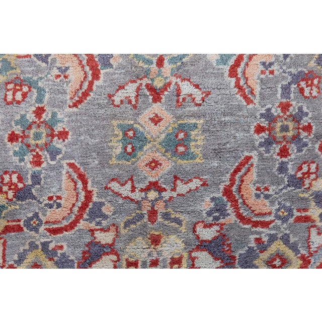 Fine Antique Indian Agra Red and Blue Handmade Rug For Sale - Image 9 of 11