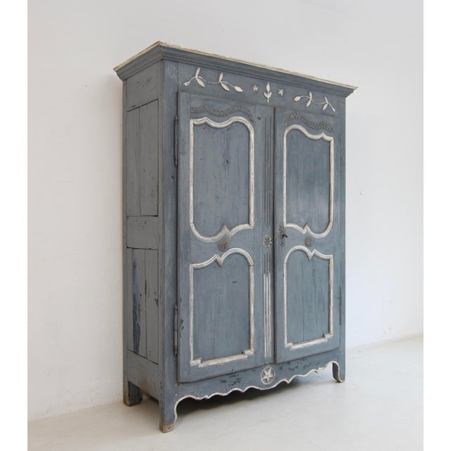 Wood 19th Century French Provincial Painted Pine Kitchen Cabinet For Sale - Image 7 of 18