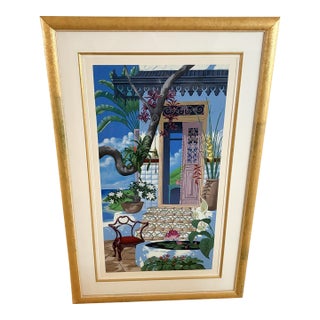John Kiraly Signed Limited Edition Serigraph 167/300, Tropical Island Doorway, Framed For Sale