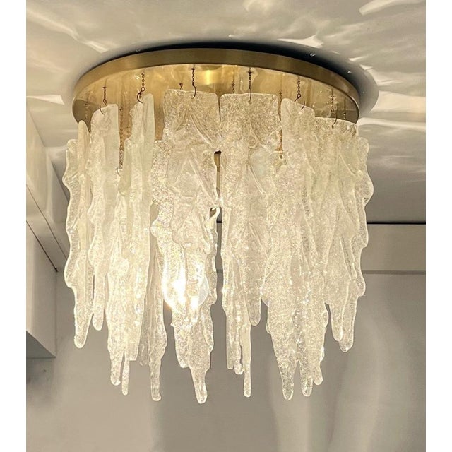 Mid-Century Italian Clear Murano Leaf Flushmount, 1970s For Sale - Image 13 of 17