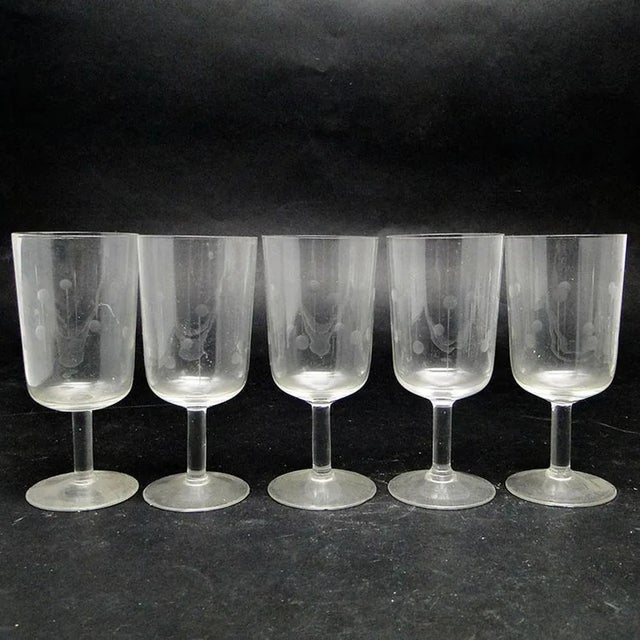 1950s Art Deco Polish Champagne Glasses, 1950s, Set of 5 For Sale - Image 5 of 6