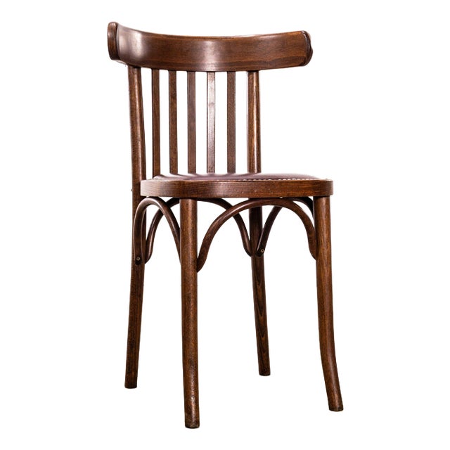 Classic Bistro Red Upholstered Dining Chairs, 1950s For Sale