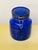 Stunning Vintage 1979 Italian Cobalt Blue Glass Cookie Jar with Wire Latch Lid. 2 Quarts. Measures 7.25” tall x 5.75” in...