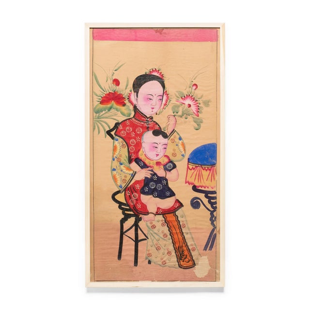 Circa 1920 Chinese Yangliuqing Longevity New Year Painting For Sale In Chicago - Image 6 of 6