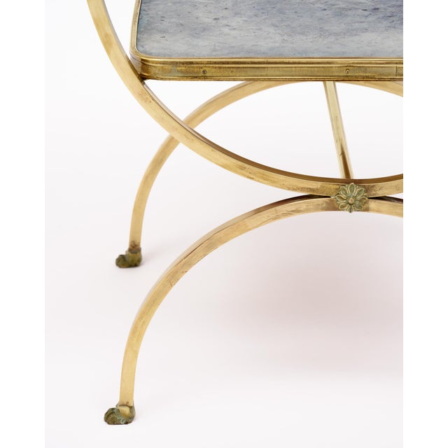 1940s French Art Deco Period Brass and Mirrored Curule Table, Circa 1940 For Sale - Image 5 of 9