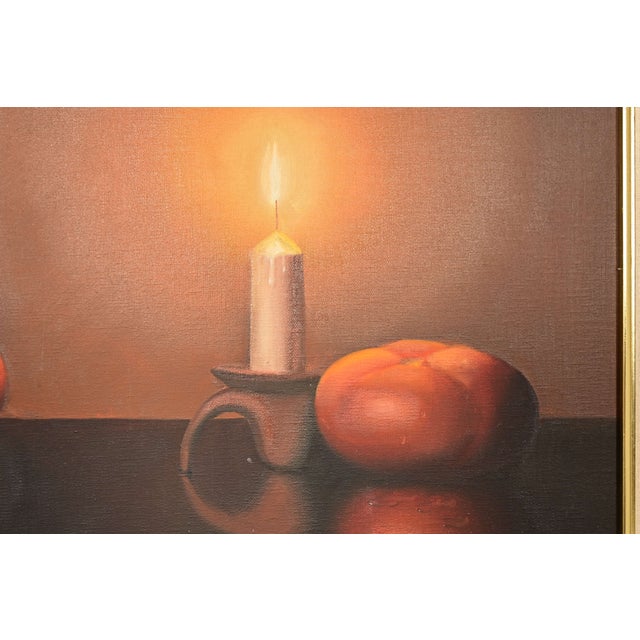 Original Artist Signed Garnelli Still Life Oil Painting on Canvas "Summer Eve Harvest" in Carved Giltwood Frame For Sale In South Bend - Image 6 of 13