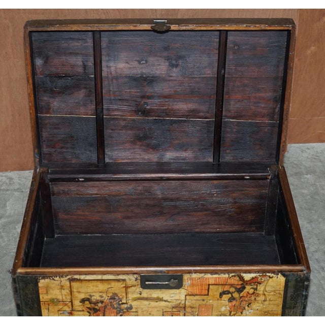 Vintage Hand-Painted Trunk or Chest with Immortals and Buildings Decor For Sale - Image 14 of 17