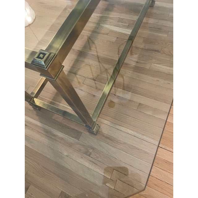 LaBarge Attributed Brass and Glass Dining Table With 1/2" Thick Beveled Glass Top Vintage For Sale In Kansas City - Image 6 of 9