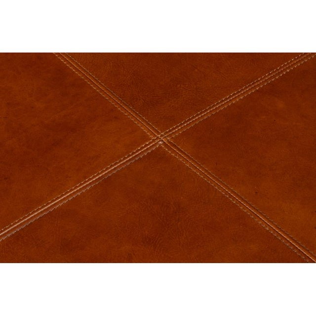Square Brown Leather Cocktail Ottoman For Sale - Image 10 of 12