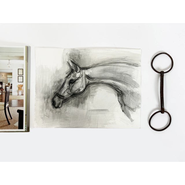 Here is an original late 20th century abstract portrait study of a horse by an unknown British sporting artist, in the...