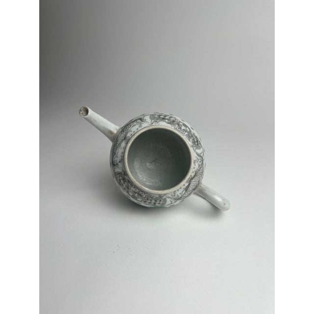 Ceramic 18th Century Chinese Export Juno Grisaille Tea Pot For Sale - Image 7 of 10