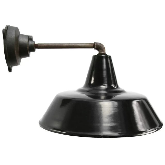 1950s Vintage Industrial Black Enamel & Cast Iron Wall Lamp For Sale - Image 5 of 5