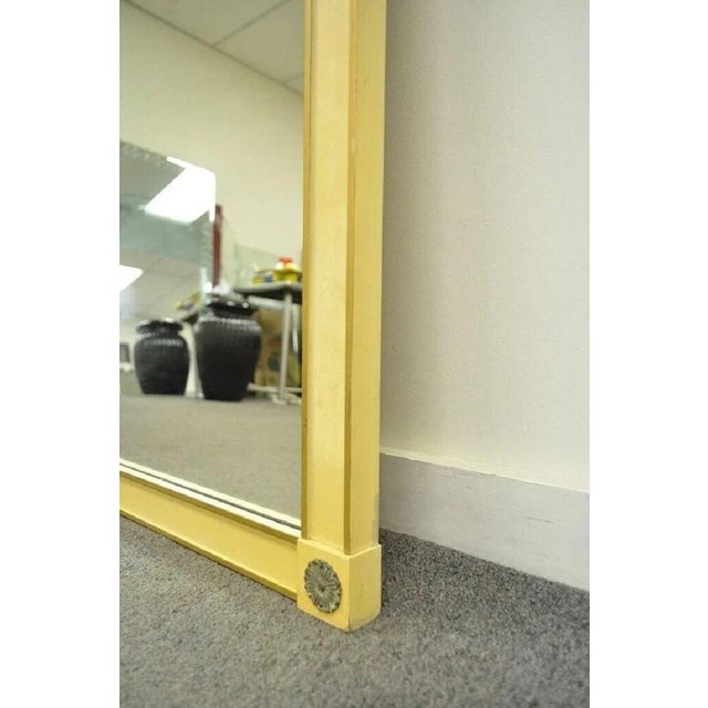 Vintage Hollywood Regency Neoclassical Brass Ring Cream Painted Wall Mirror For Sale - Image 9 of 10