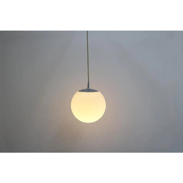 Space Age Globe Pendant Light Ball Lamp in Opal Glass & Satin from Peill & Putzler, 1970s For Sale - Image 10 of 13