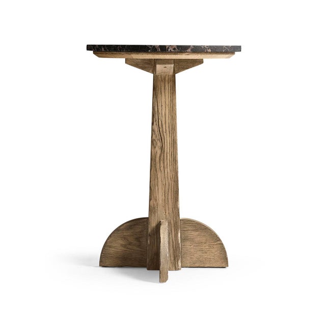 Rustic Modern Marble Pedestal Accent Table For Sale In Greensboro - Image 6 of 10