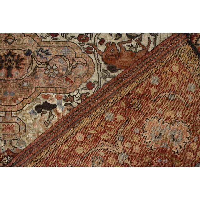 1920s Hand-Knotted Antique Tabriz Style Rug, Red, Beige-Brown Pictorial Hunting Rug For Sale - Image 5 of 6