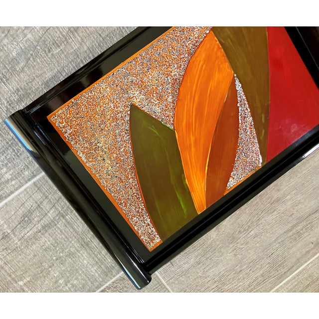 Plastic Circa 1980 Abstract Art-Inspired Acrylic Resin Rectangular Handled Tray, Vietnam For Sale - Image 7 of 12