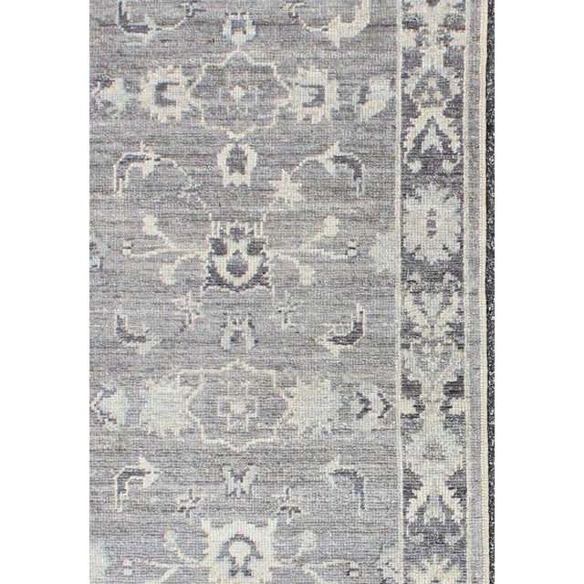 Measures: 2'8 x 10'1 Angora Turkish Oushak Runner in Soft Gray and Ivory With Floral 2'8 x 10'1. Keivan Woven Arts. rug...