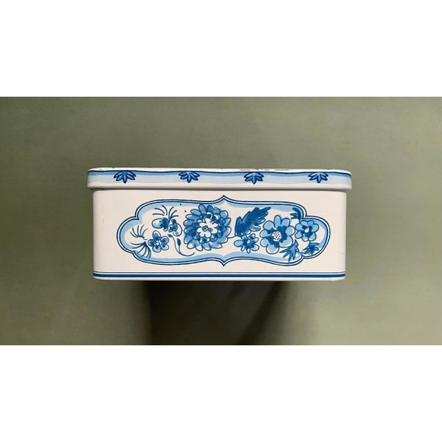 Metal Late 20th Century Blue & White Windmill Tin Box For Sale - Image 7 of 9