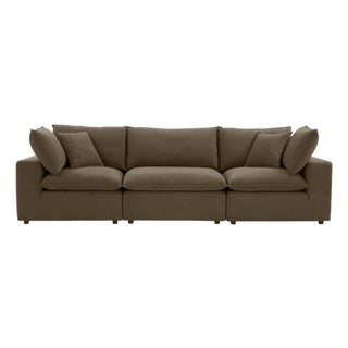 Cali Chocolate Brown Performance Velvet Modular Sofa For Sale