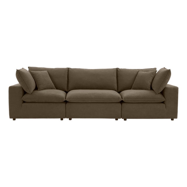 Cali Chocolate Brown Performance Velvet Modular Sofa For Sale