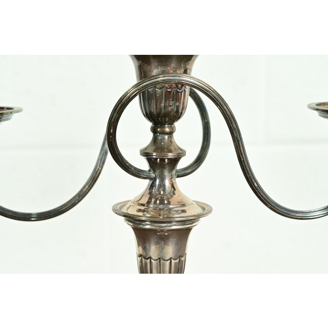 Metal Tiffany & Co. Style Antique Victorian Silverplate Three-Light Candelabra For Sale - Image 7 of 16