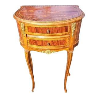 20th Century French Louis Xv Walnut Kingwood Satinwood Inlaid Ormolu Side Table For Sale