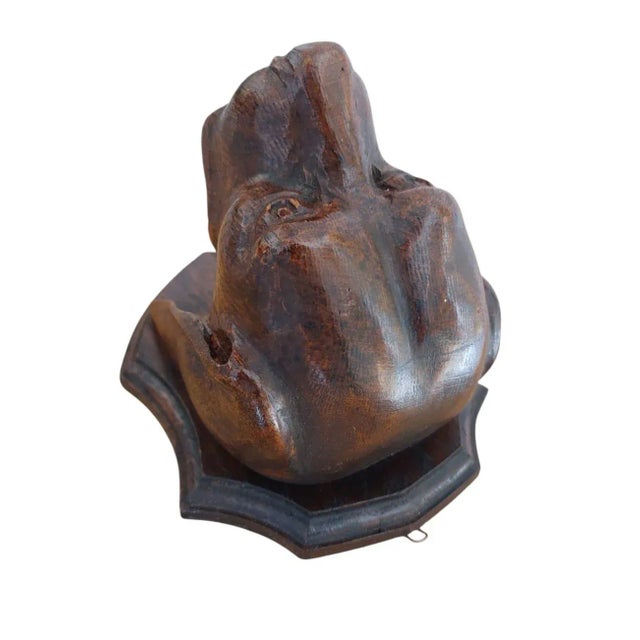 Black Forest Hand-Carved Dog Head Plaque in Wood, 1890s For Sale - Image 4 of 8