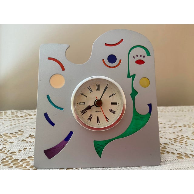 Vintage Postmodern Memphis Style Abstract Face Table Clock, 1990s ...